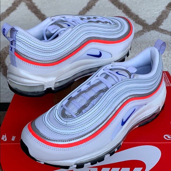 NIKE W AIR MAX 97 ESS WHITE/RACER BLUE-FLASH CRIMS - Picture 5 of 16